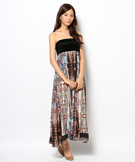 ベロア切替プリントマキシ