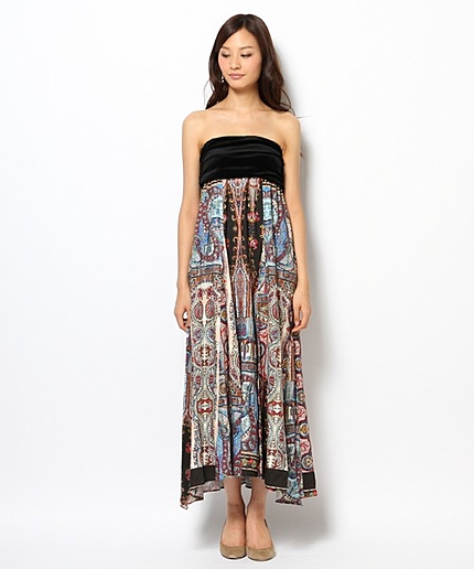 ベロア切替プリントマキシ