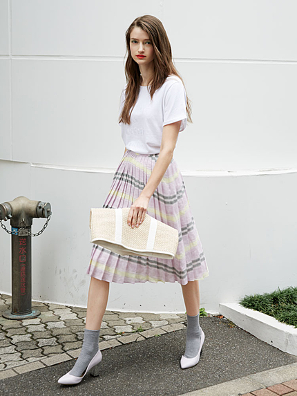 【DUO】 マルチボーダープリーツスカート