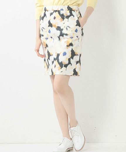 JCRP フラワープリント ウエストゴム スカート / 花柄 / タイトスカート