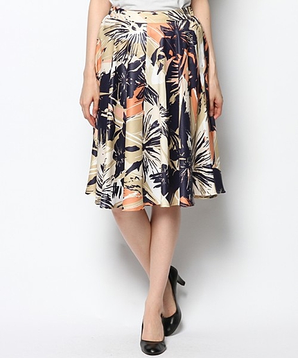 アートフラワープリントスカート