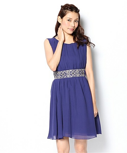 ビジューベルトシルクワンピース