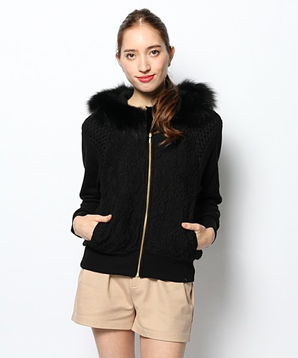 レース切替ファー付パーカ