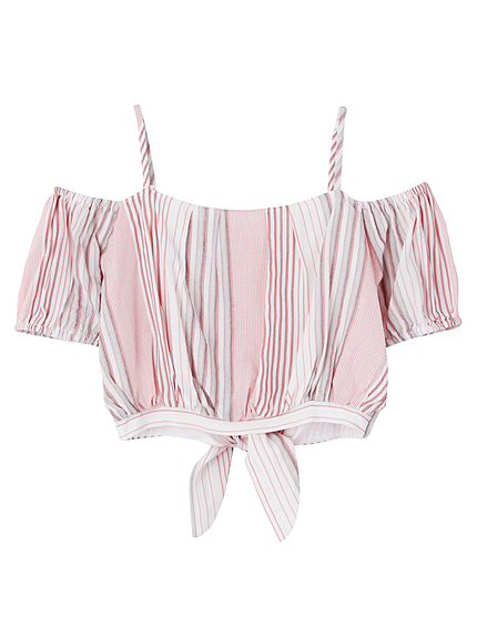 ≪小嶋陽菜コラボ≫【DUO】 ストライプオフショルブラウス