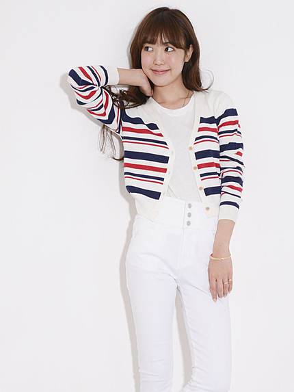 【R】マルチボーダーカーディガン