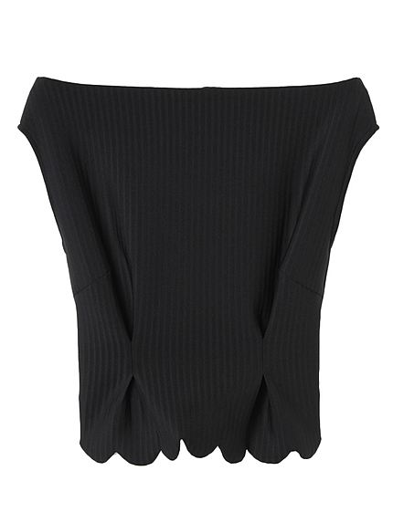 スカラップオフショルダートップス