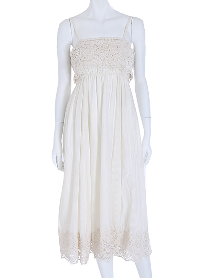 【DUO】 カットワークラッフルロングワンピース