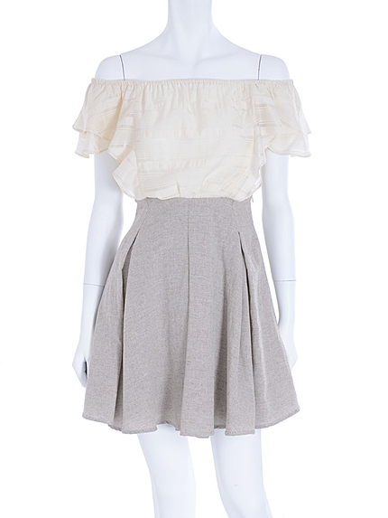 【DUO】 異素材MIXラッフルワンピース