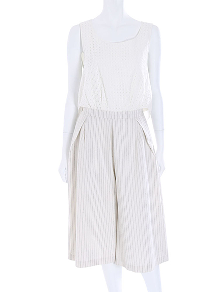 【LUX】 コンビストライプガウチョロンパース