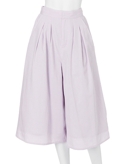 【DUO】 コットンフレアガウチョパンツ（オフ・ラベンダー）