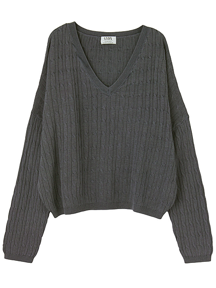 バイオウォッシュケーブルニット