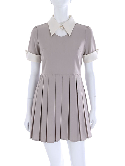 バイカラーフロントオープンワンピース