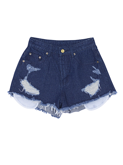 クラッシュデニムショートパンツ