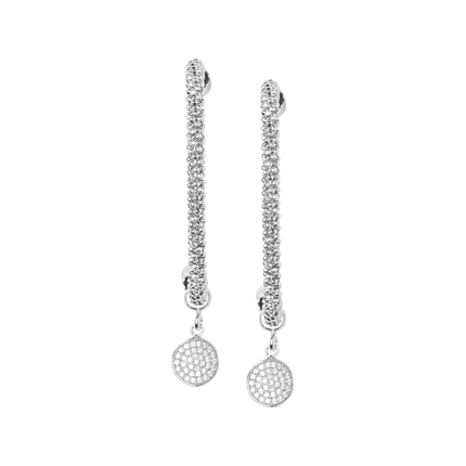 Star Dust Sterling Silver Round Drop Earrings