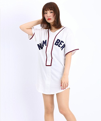 WEGO/ベースボールシャツワンピース