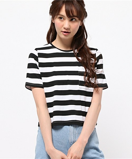 WEGO/バックリボンボーダーTシャツ