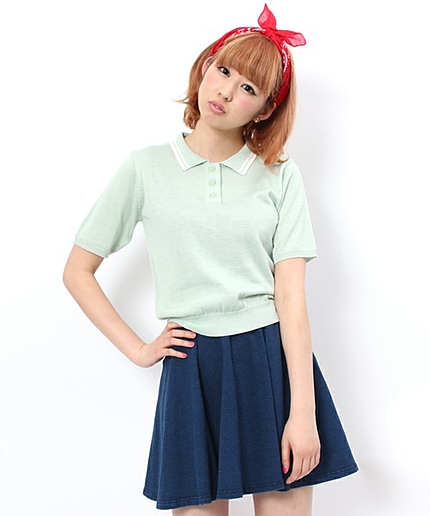 WEGO/ラインニットポロシャツ