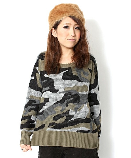 WEGO/迷彩柄ニット