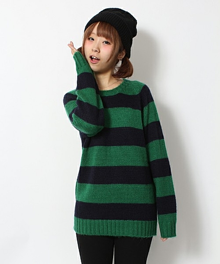 WEGO/モヘアタッチボーダーセーター