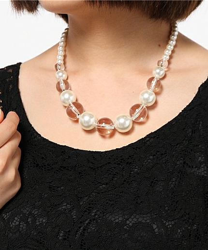 WEGO/クリアミックスパールネックレス