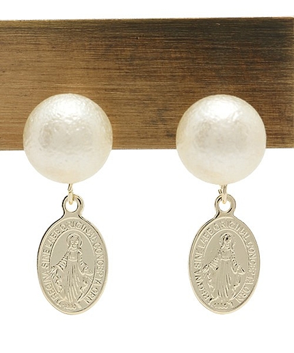 WEGO/パールメダルピアス