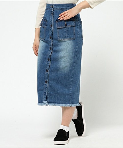 [GIORDANO]フロントボタンデニムスカート