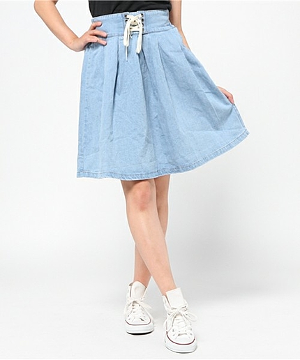 WEGO/レースアップミドルスカート