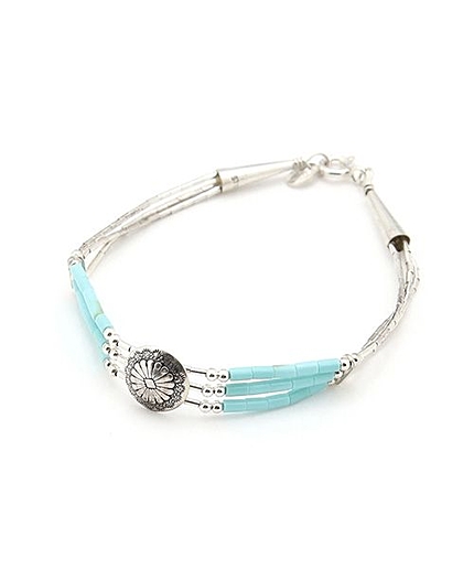 ターコイズ3連丸付きブレスレット