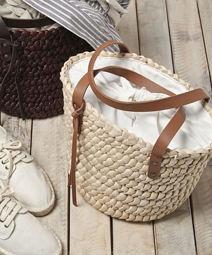 コーンレザーかごバッグ