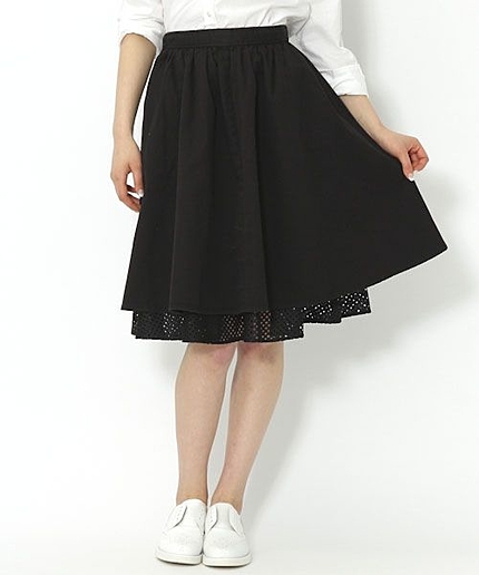 【7/17再値下げ】綿ツイルメッシュフレアスカート