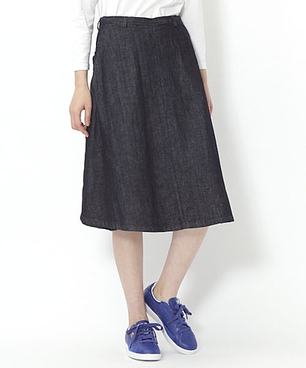 デニムフレアミドル丈スカート