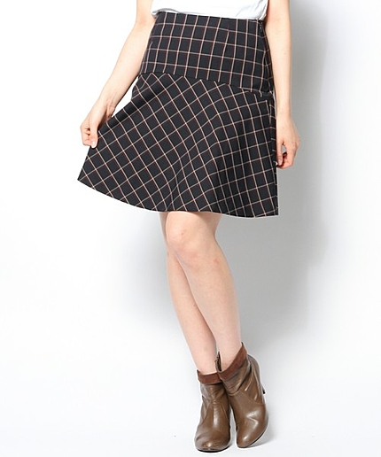 T/R2WAYチェックフレアースカート