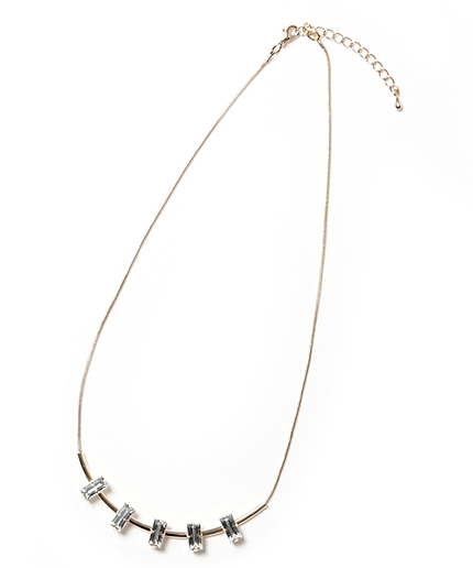 ロングスクエアビジューネックレス