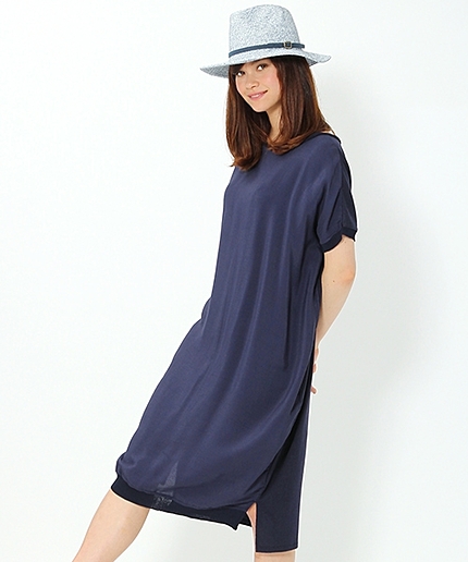 布帛ドッキングリブワンピース