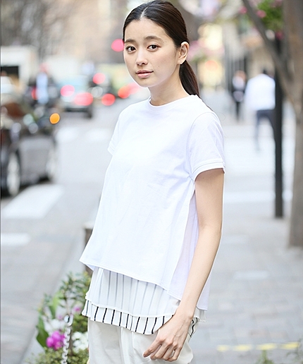 【人気の2枚セットアイテム】スソストライプカサネプルオーバーSS