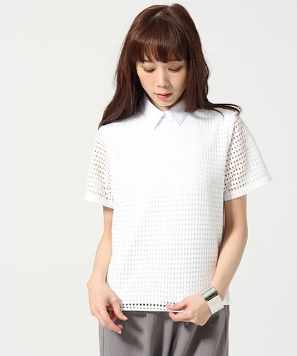 ツケエリフロントメッシュプルオーバー