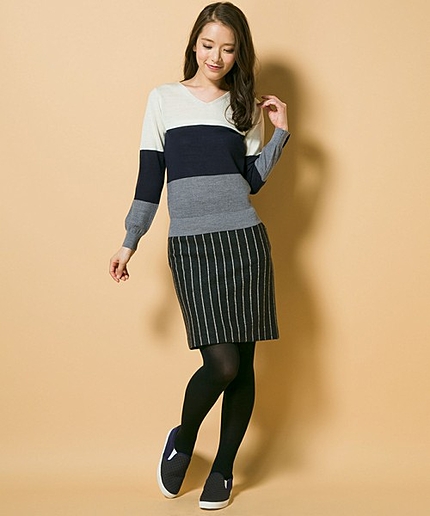 カラーブロッキングニット