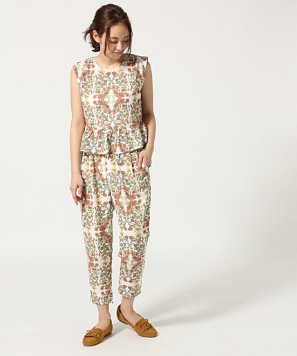 ★セットアイテム★レトロバナブラウス&ワイドパンツ