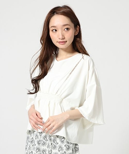 レースシャーリングブラウス