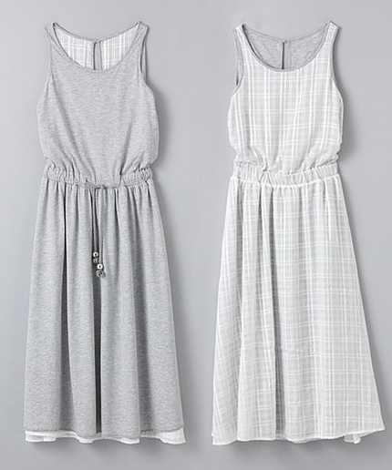 シアーチェックリバーシブルロングワンピース