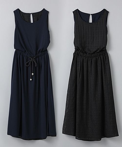 シアーチェックリバーシブルロングワンピース