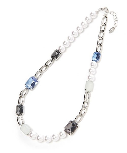 スクエアビジューショートネックレス