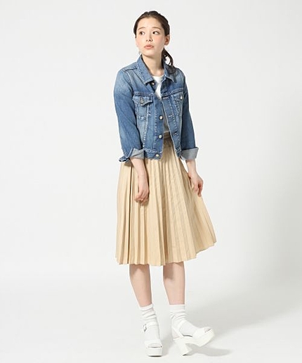 プリーツミモレスカート