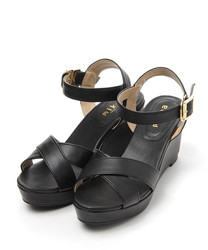 フェイクレザークロスウェッジサンダル/mikoa