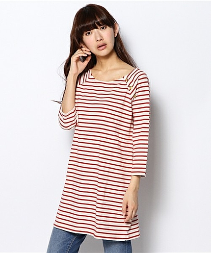 肩ラグランボタンチュニック