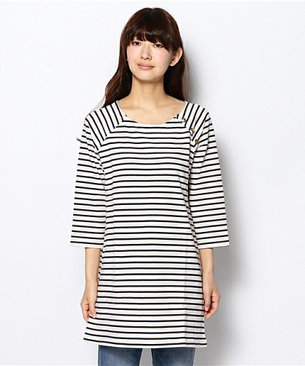 肩ラグランボタンチュニック