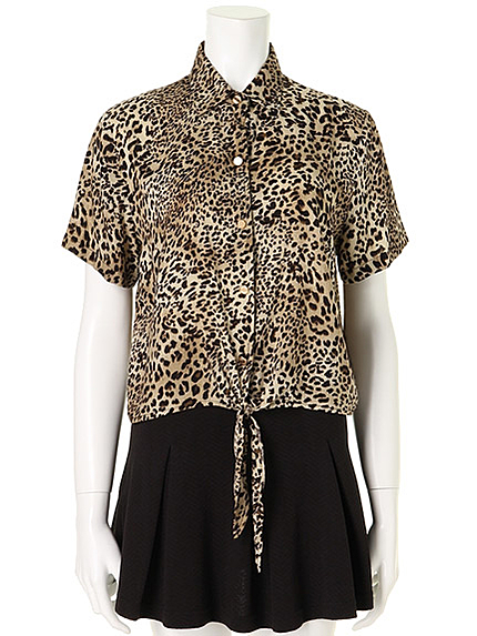 レパード柄前むすびシャツ