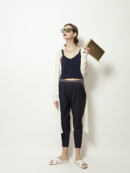 リネンロングニットカーデ