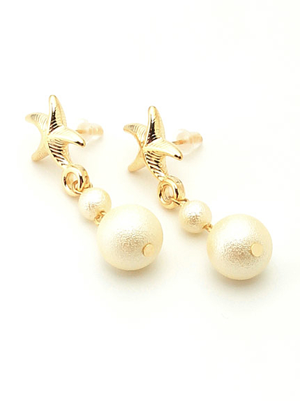 シーモチーフパールピアス