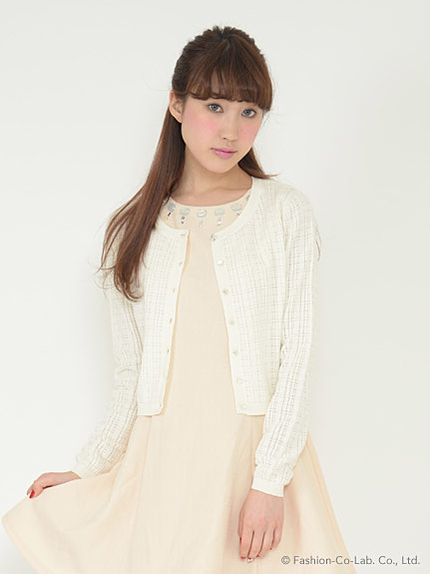 透かしチェック柄カーディガン